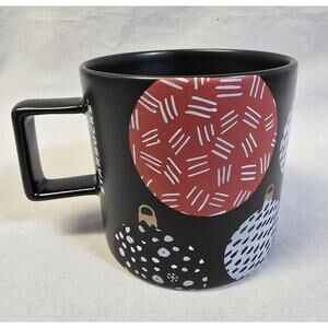 Starbucks Christmas Mug 2016 14oz Black With Red And White Ornaments